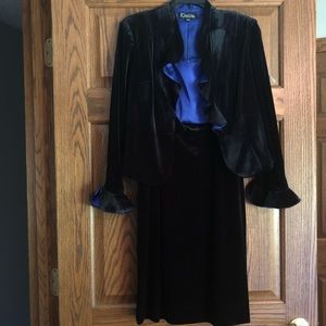 K Petite Collection Black Velvet and Purple SatinHoliday Dress w/Jacket -size 6P